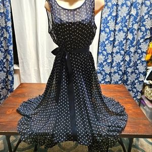 Polka dots navy sheer dress